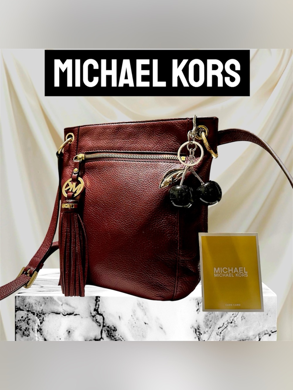 Vintage Michael Kors Burgundy Leather Crossbody Bag soft leather dark red - Picture 5 of 17